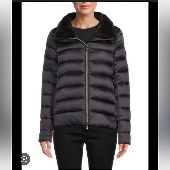 SAVE THE DUCK Mei Faux Fur Collar Black Puffer Jacket